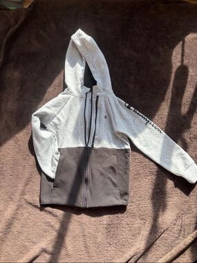 Champion Two-Tone Hooded Zip Sweatshirt in Gray and Black